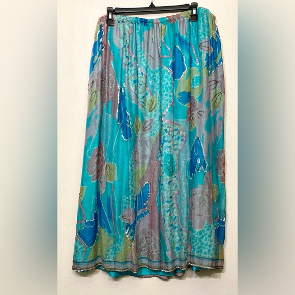 Judith Ann Creations Inc Vintage 2 Piece Silk Sequin Embellished Skirt Set Large - Picture 12 of 14